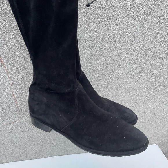 Stuart Weitzman OTK Lowland Boots Shoes Suede Over the Knee Black - Picture 15 of 16